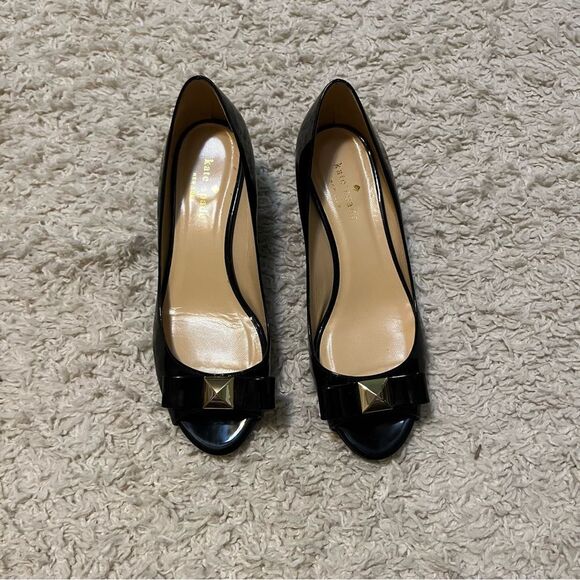Kate Spade Black Bow Wedge size 7B - Picture 4 of 14